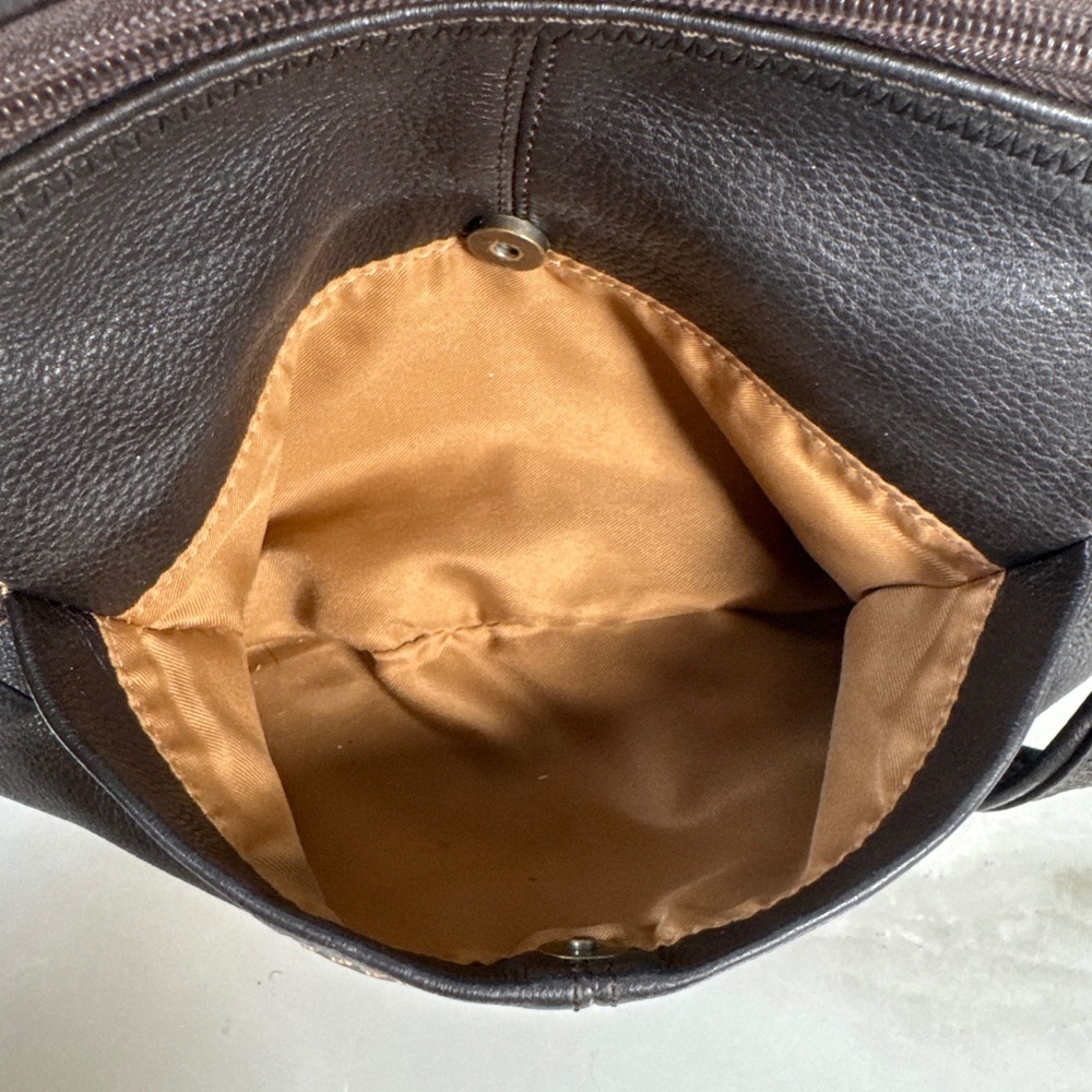 The Sak Dark Brown Pebbled Leather Handbag‎ Purse Contrast Stitching Minimalist - Picture 7 of 12
